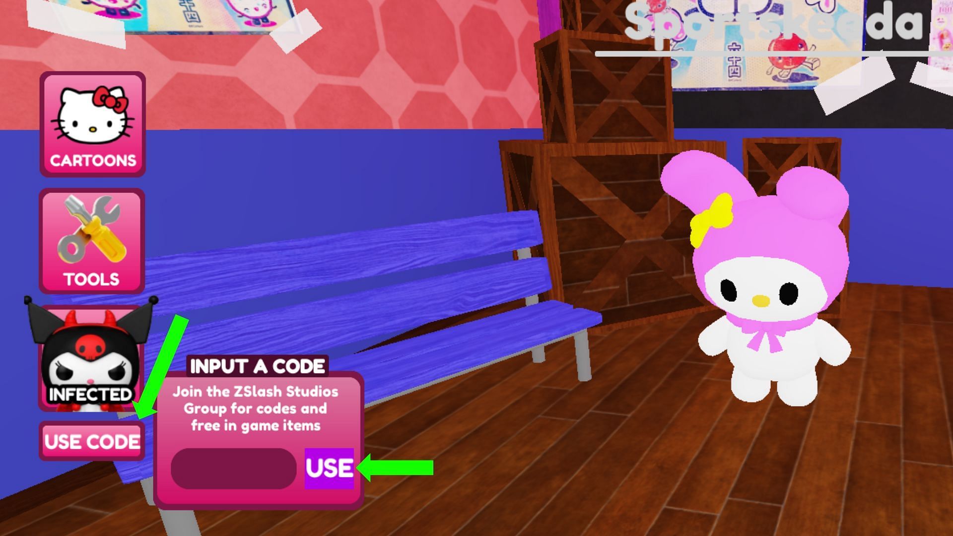 Redeeming codes is simple in the game (Image via Roblox)